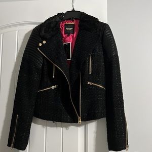 NWT Juicy Couture Black Tweed Moto Jacket XS